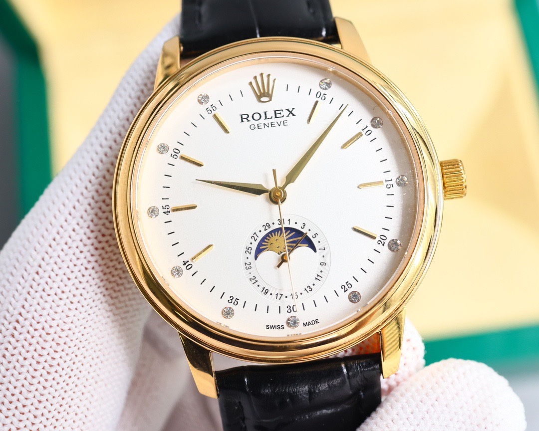 Rolex👑 Cellini Moonphase-40mm-Leather(1:1 replica)