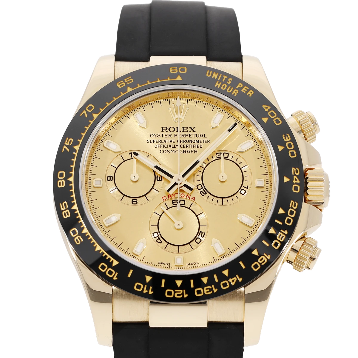 Rolex Cosmograph Daytona 116518LN Champagne Dial Oysterflex Yellow Gold Mens Watch(1:1 replica)