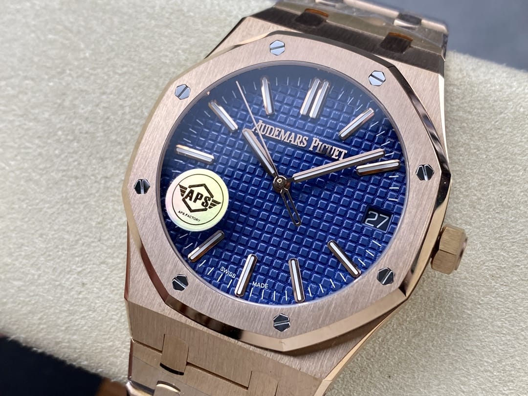 Audemars Piguet Replica AP Watch Royal Oak Selfwinding “50th Anniversary” 41mm Rose Gold Blue Dial 15510OR.OO.1320OR.01-APS(1:1 replica)