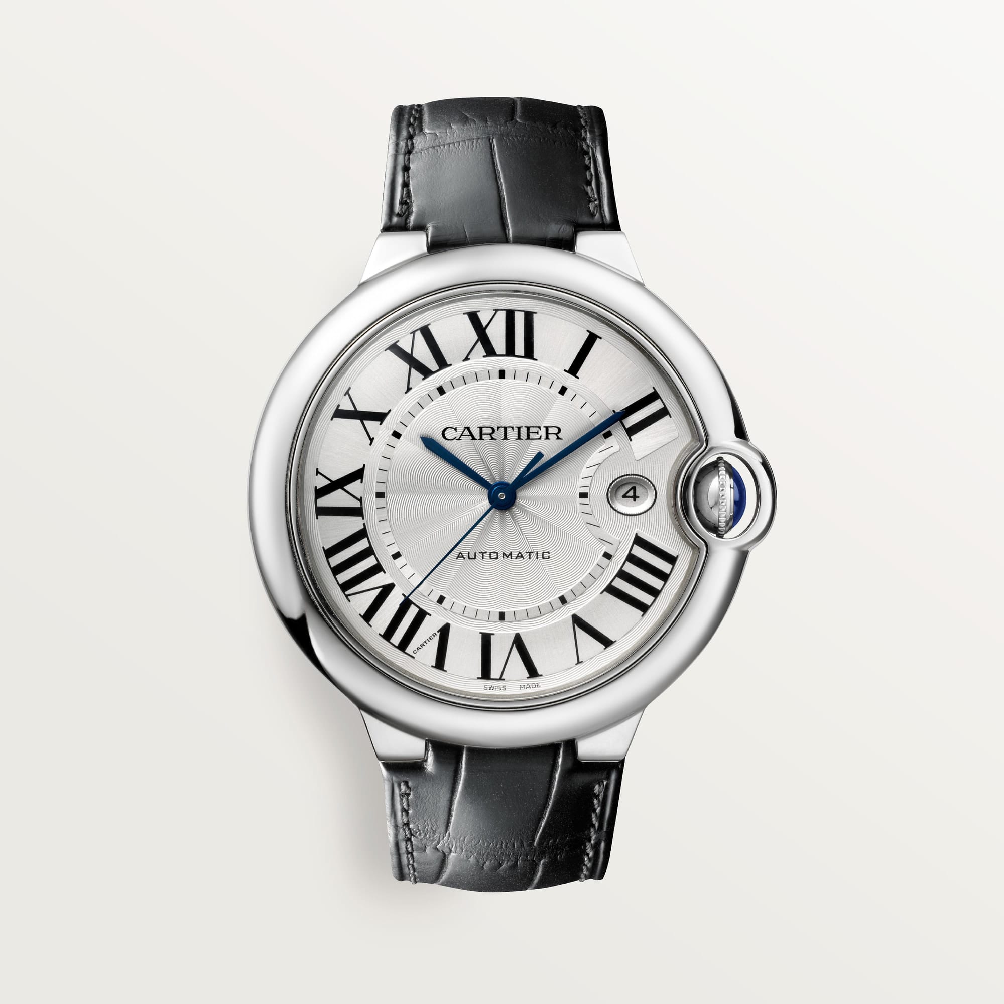 Cartier Ballon Bleu de Fake Cartier Watch Stainless Steel 42mm Silver Dial Leather Strap WSBB0026-AF(1:1 replica)
