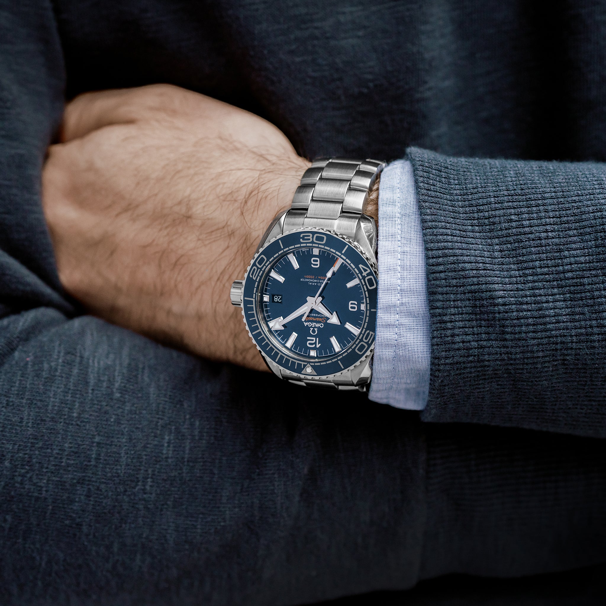 Seamaster Planet Ocean 600M Co-Axial Master Chronometer 43.5mm Blue Dial On Bracelet(1:1 replica)