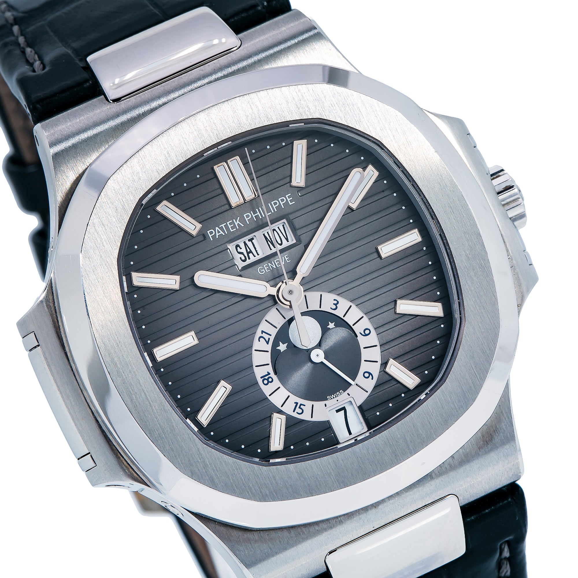 Patek Philippe Nautilus 5726A-001 40MM Black Dial With Leather Bracelet(1:1 replica)
