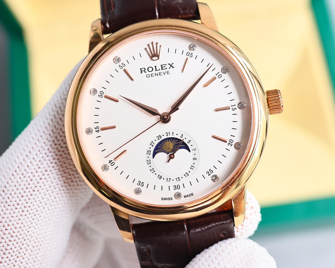 Rolex👑 Cellini Moonphase-40mm-Leather(1:1 replica)
