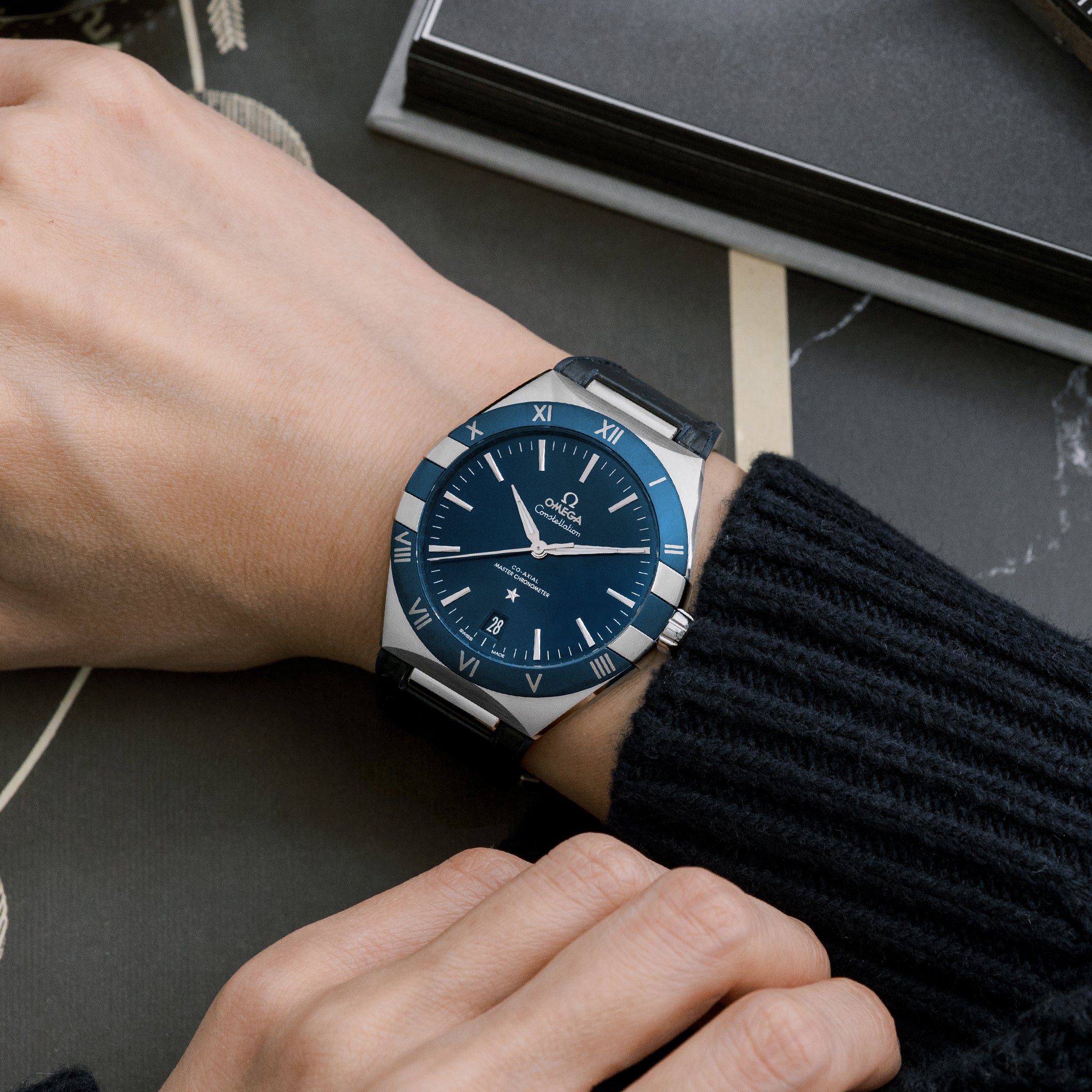 Constellation Co-Axial Master Chronometer 41mm Blue Dial On Leather Strap(1:1 replica)