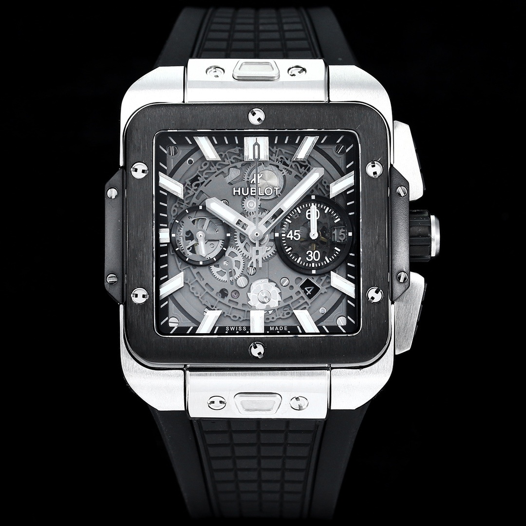 Hublot Big Bang, Square Bang Unico 42mm Textured Rubber Strap(1:1 replica)