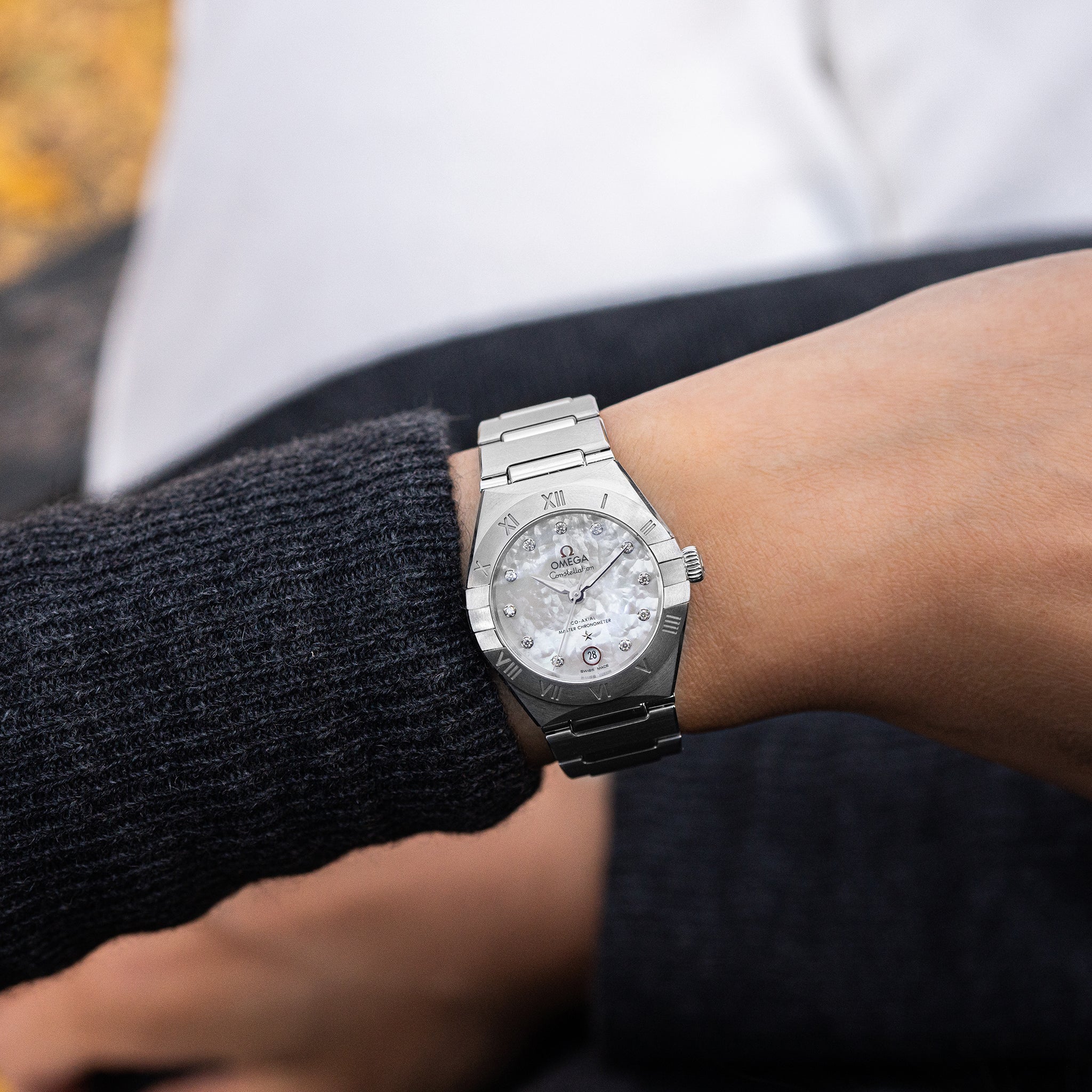 Constellation Co-Axial Master Chronometer 29mm Stainless Steel With Diamonds(1:1 replica)