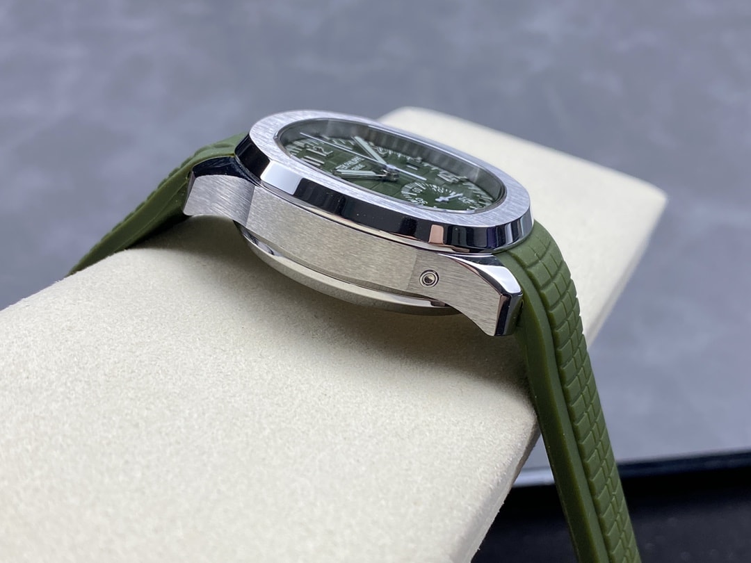 Fake Patek Philippe Replica Watch Aquanaut Chronograph White Gold Khaki Green Dial 5968G-010 GRF(1:1 replica)