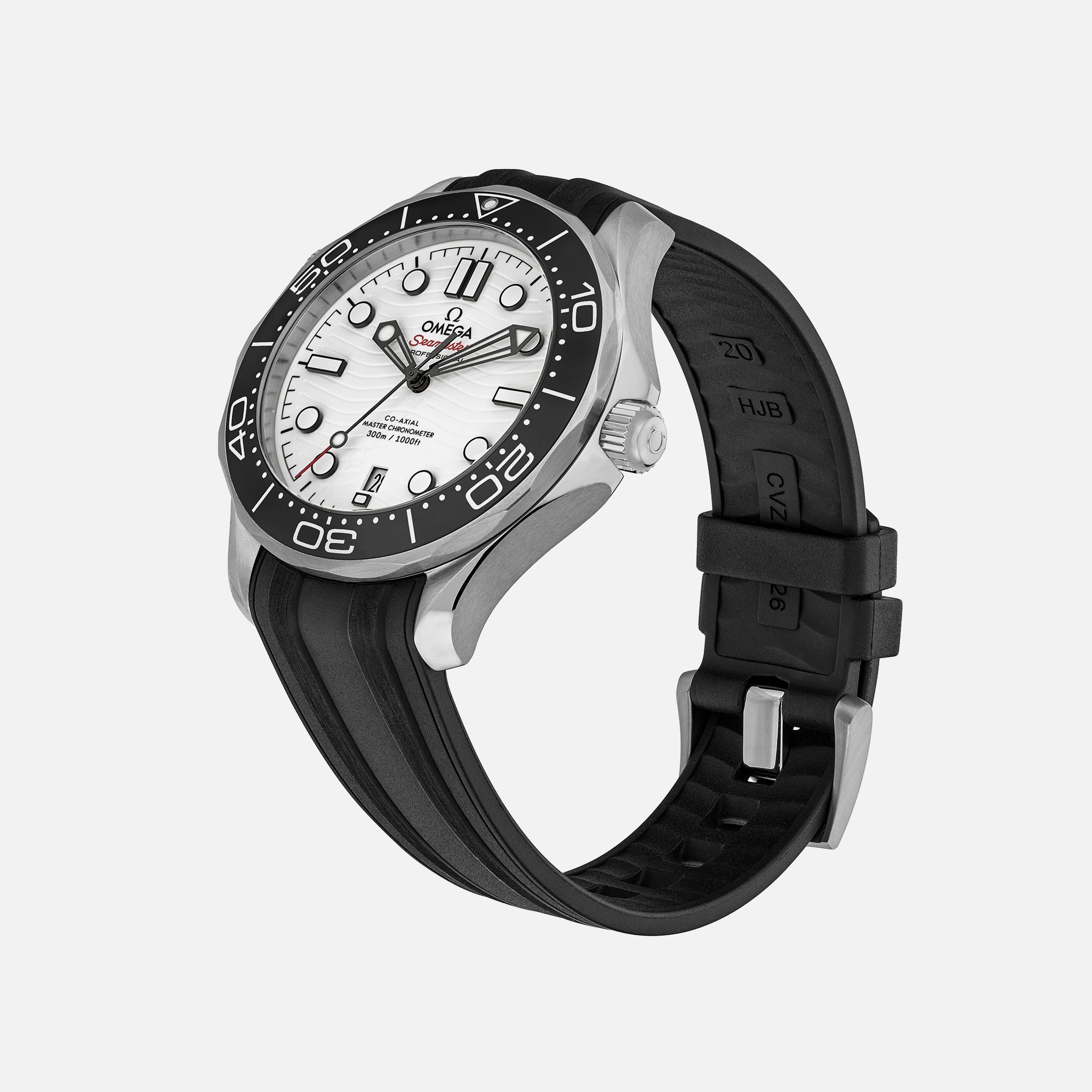 Seamaster Diver 300M Co-Axial Master Chronometer 42mm White Dial On Rubber Strap(1:1 replica)