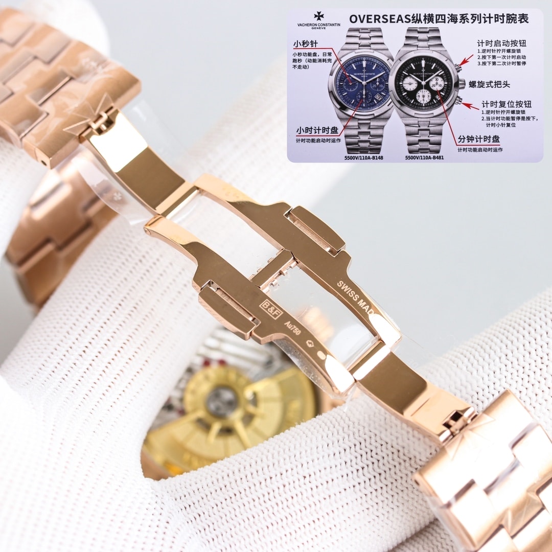 Fake Vacheron Constantin Replica Watch Overseas chronograph 42.5 MM PINK GOLD 5520V/210R-B966 TWF(1:1 replica)