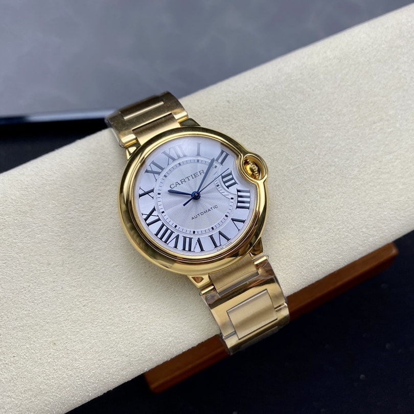 Fake Cartier Watch Ballon Bleu de Cartier Yellow Gold 36mm Silver Dial WGBB0046 mechanical movement(1:1 replica)