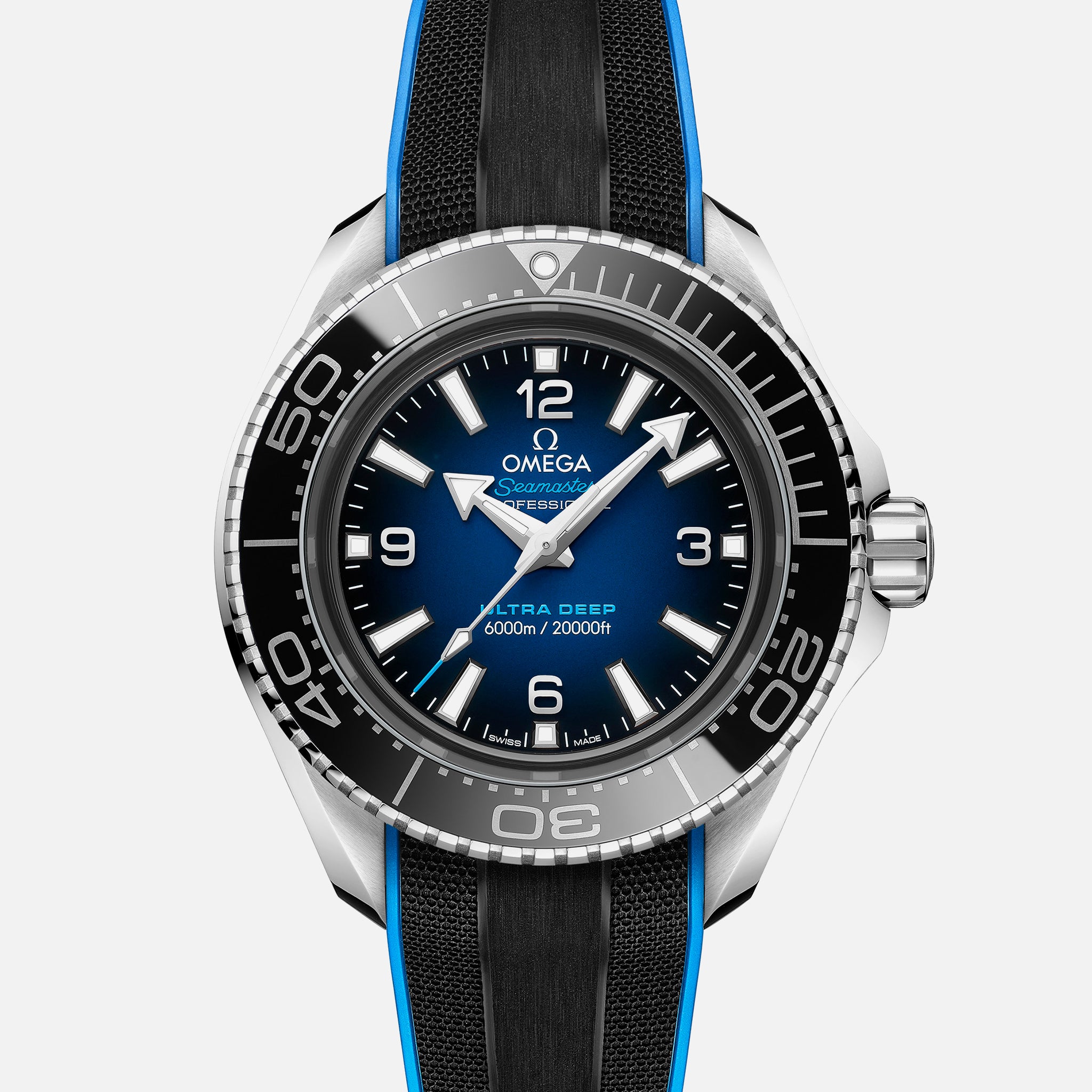 Seamaster Planet Ocean Ultra Deep Professional 6000M Co-Axial Master Chronometer 45.5mm Blue Dial On Rubber Strap(1:1 replica)