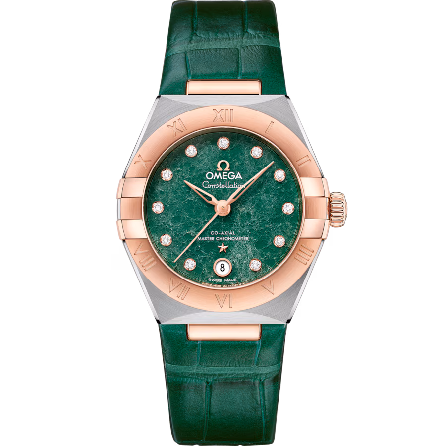 Constellation 29 mm, steel ‑ Sedna™ gold on leather strap(1:1 replica)