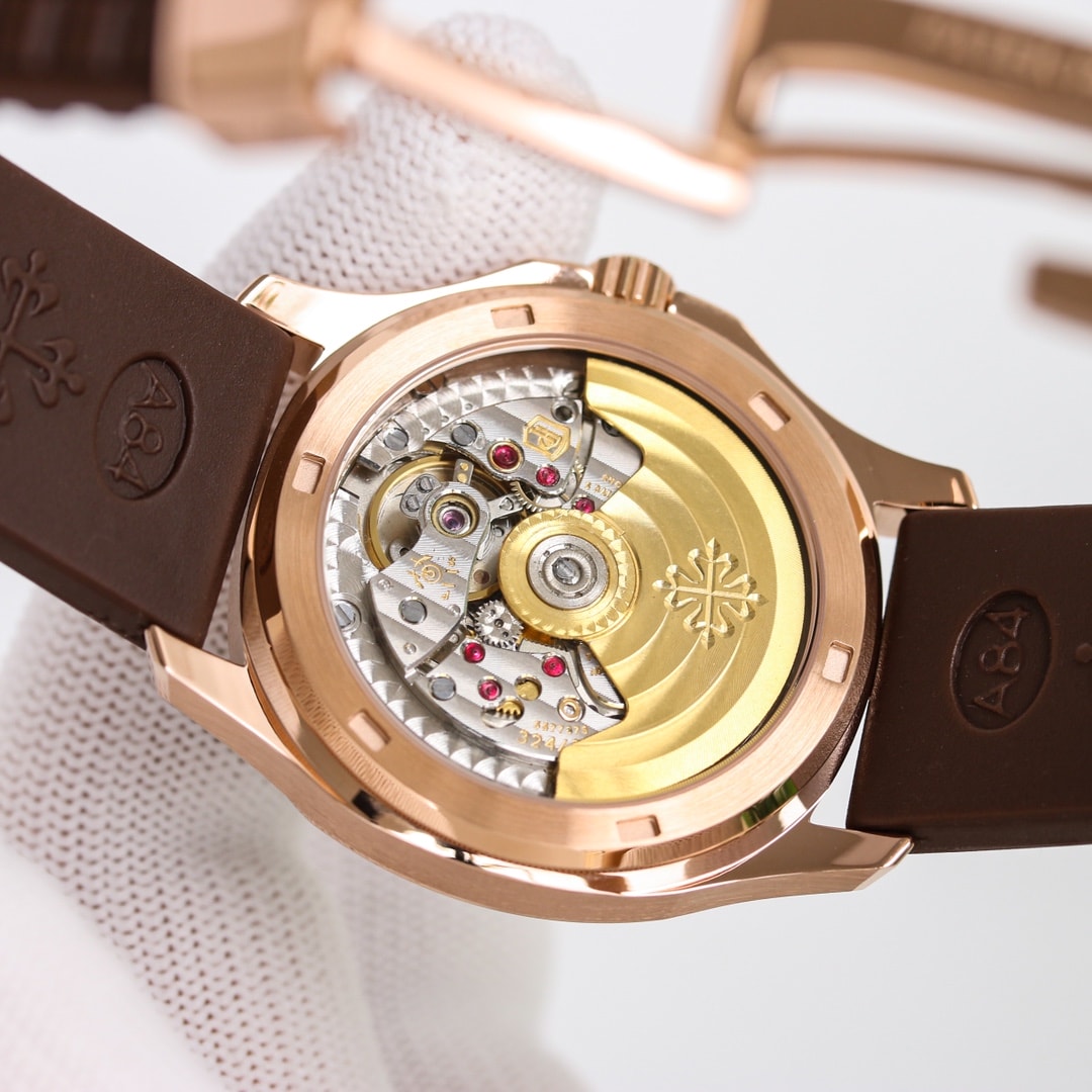 Fake Patek Philippe Replica Watch Aquanaut Ladies Embossed Brown Arabic Diamond Bezel Rose Gold Composite 35.6mm 5068R-001 TWF(1:1 replica)