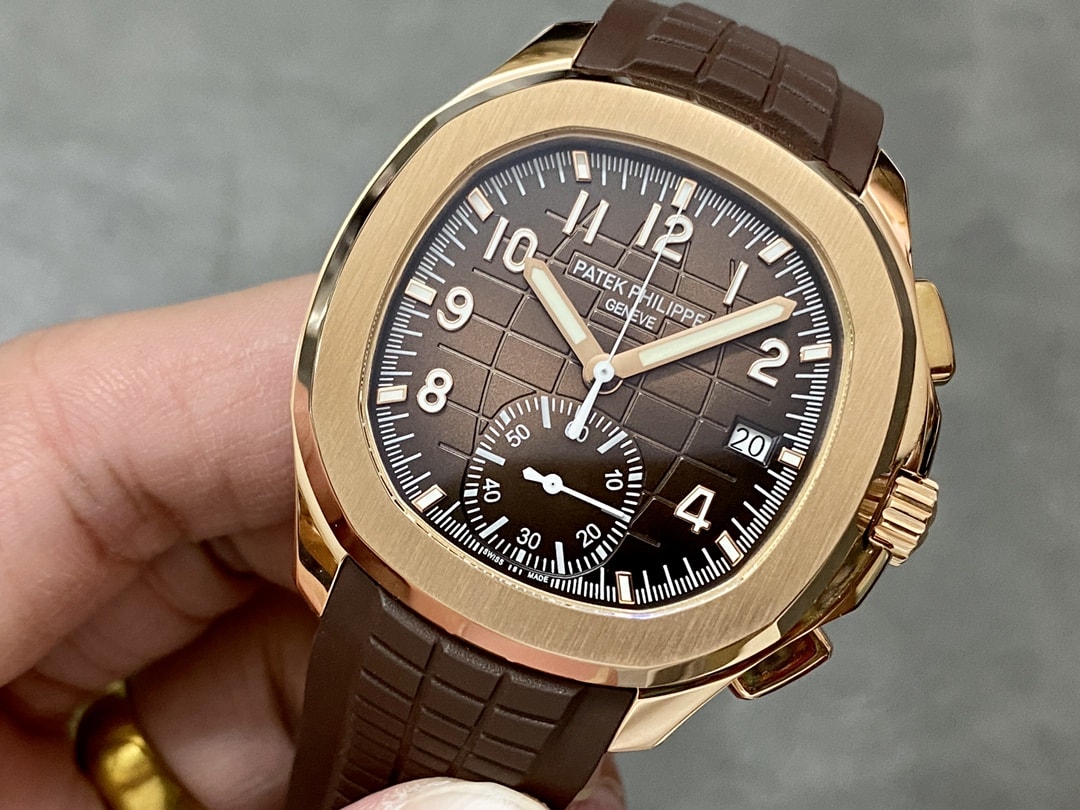 Fake Patek Philippe Replica Watch Aquanaut Chronograph Rose Gold Brown Dial 5968R-001 GRF(1:1 replica)