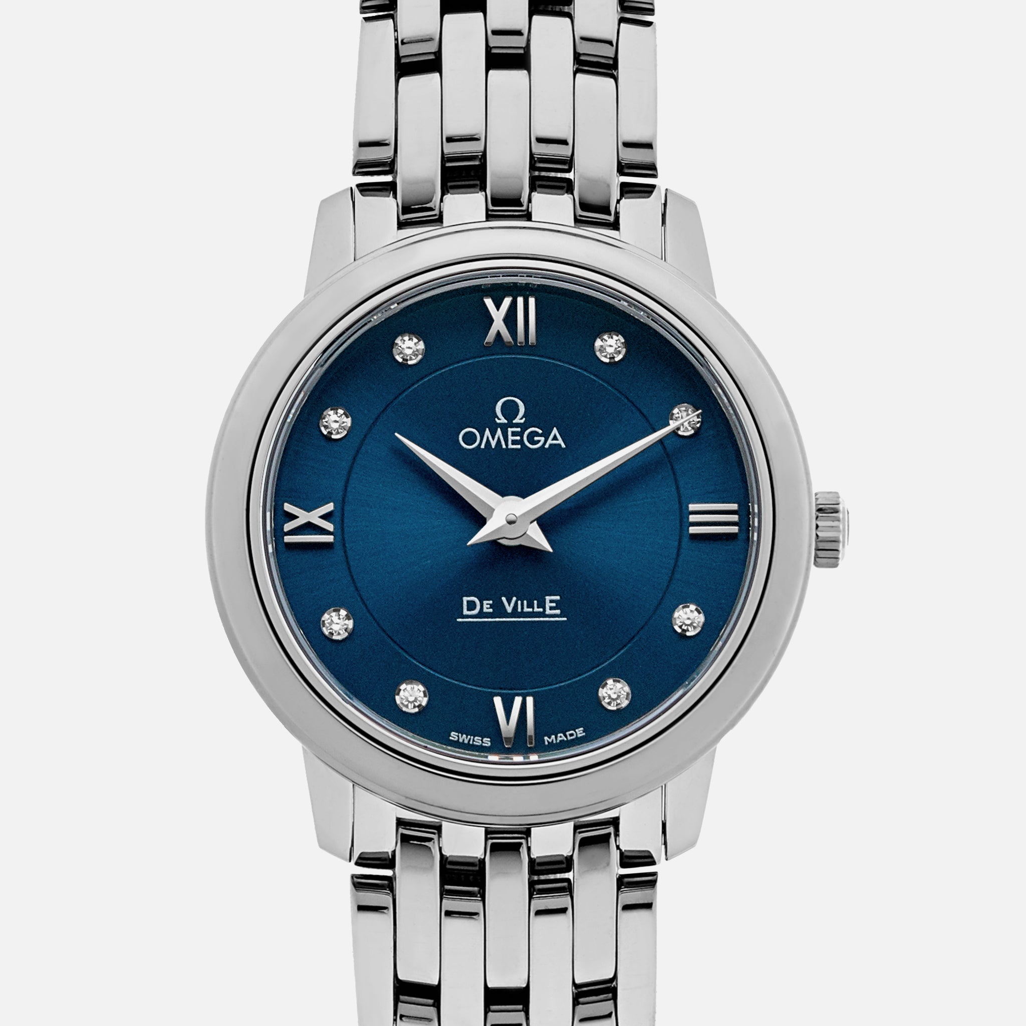 De Ville Prestige Quartz 27.4mm Blue Dial With Diamonds(1:1 replica)