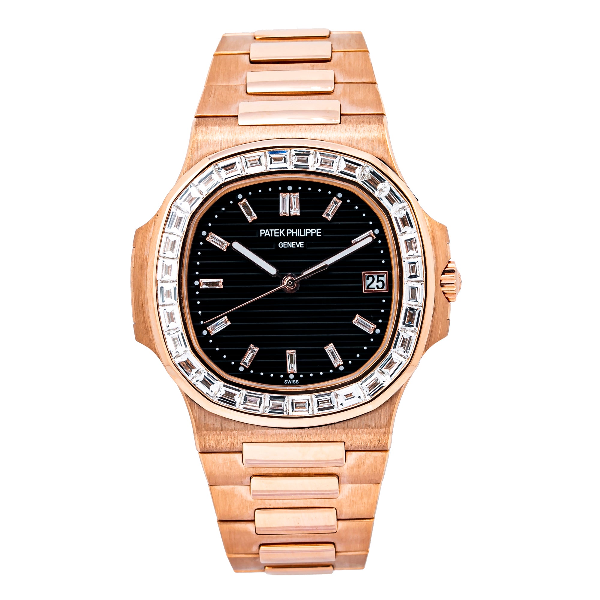 Patek Philippe Nautilus 5711 40MM Black Diamond Dial With Rose Gold Bracelet(1:1 replica)