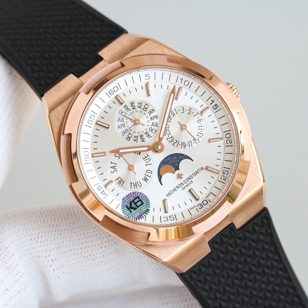 Fake Vacheron Constantin Replica Watches Overseas perpetual calendar ultra-thin Boutique Exclusive 41.5 MM PINK GOLD 4300V/220R-B509(1:1 replica)