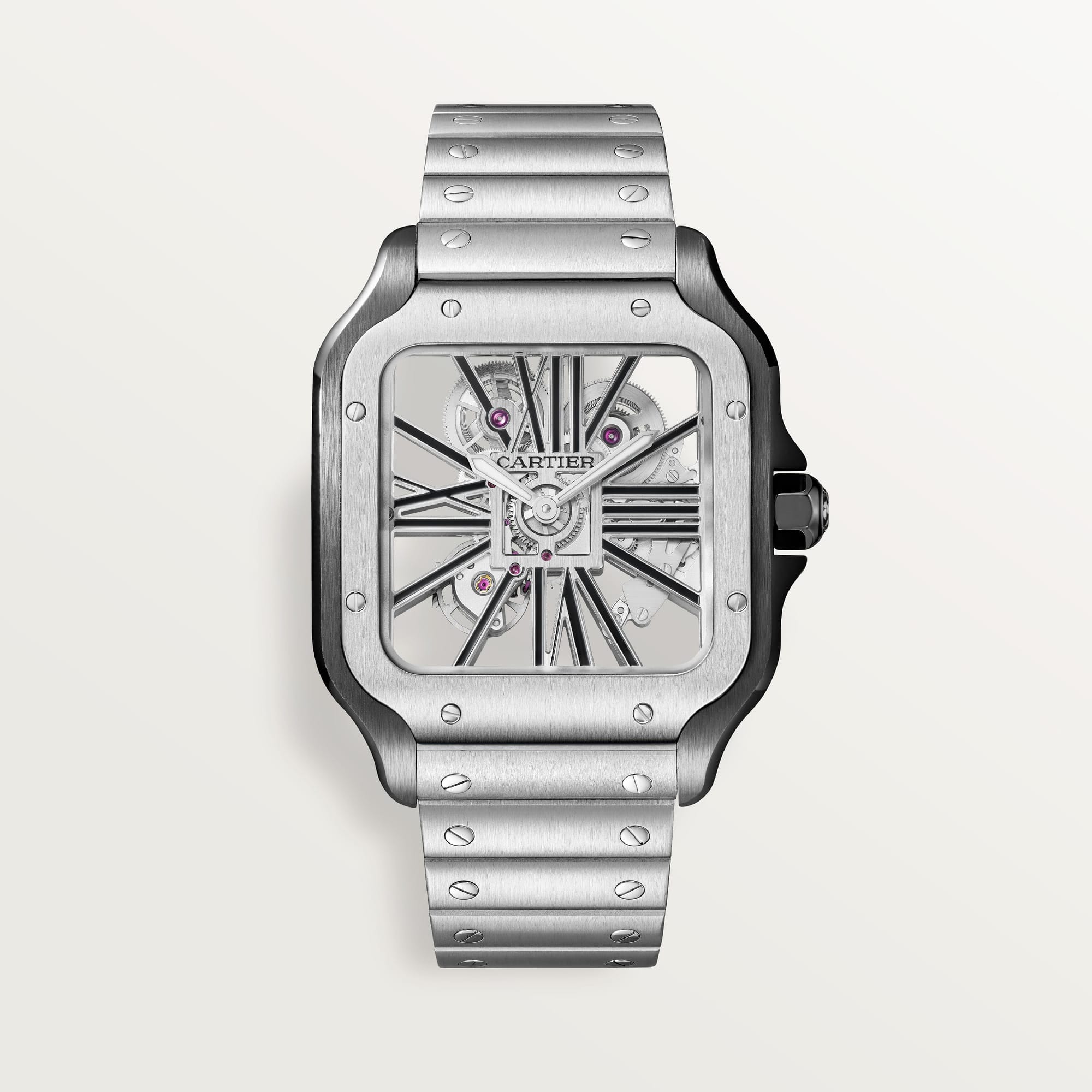 fake cartier watch Santos skeleton large model Manufacture mechanical movement with manual winding caliber(1:1 replica)