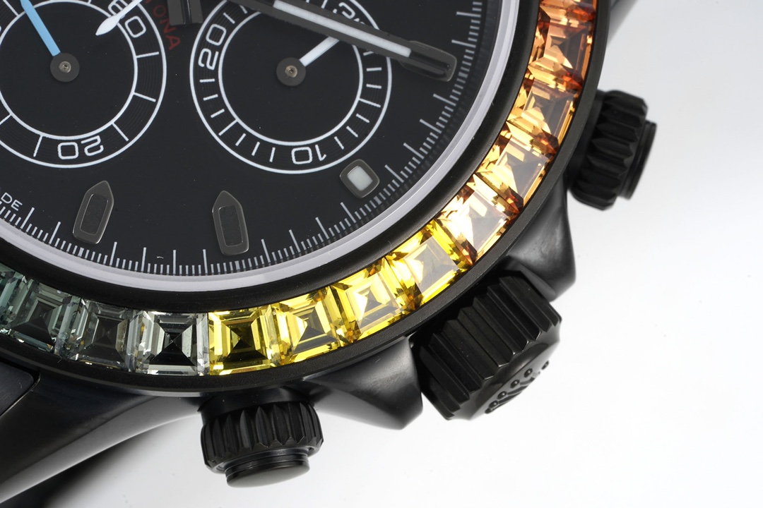 Rolex Daytona Blaken with Black DLC Coating - Modified Rainbow Diamond - Black(1:1 replica)