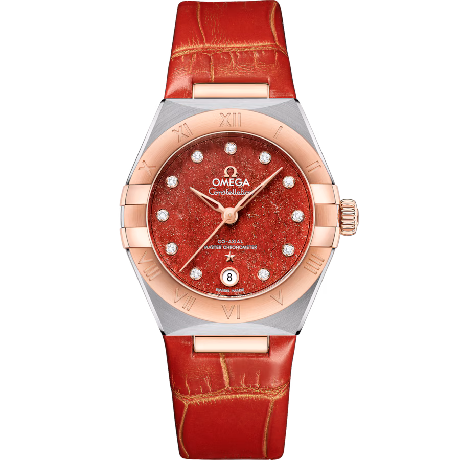 Constellation 29 mm, steel ‑ Sedna™ gold on leather strap(1:1 replica)