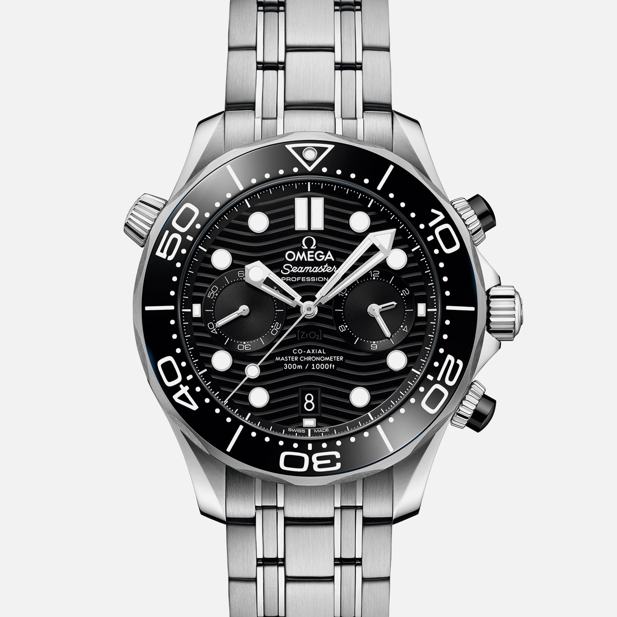Seamaster Diver 300M Co-Axial Master Chronometer Chronograph 44mm Black Dial On Bracelet(1:1 replica)