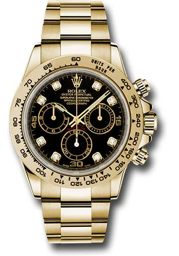Rolex Yellow Gold Cosmograph Daytona 40 Watch – Black Diamond Dial – 116508 bkd(1:1 replica)