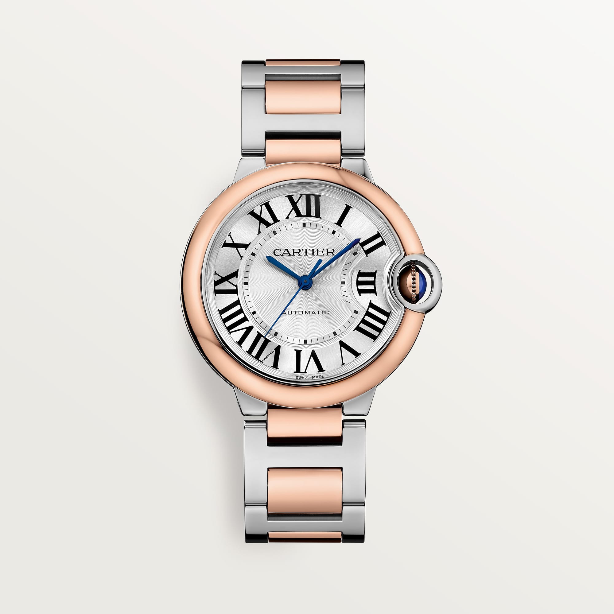 Fake Cartier Watch Ballon Bleu de Cartier Stainless Steel/Rose Gold 36mm Silver Dial W2BB0033 mechanical movement 3KF(1:1 replica)