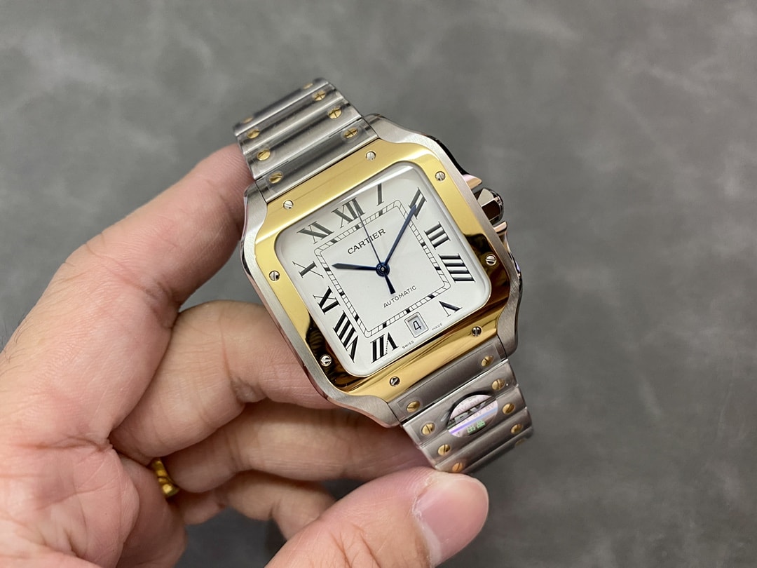 Fake cartier watch Santos large model mechanical movement Steel/Yellow Gold W2SA0009 BVF(1:1 replica)