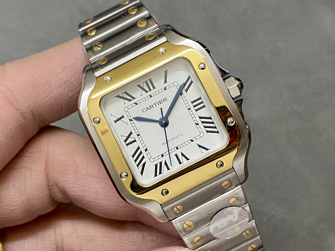 Fake Cartier Watch Santos medium model Manufacture mechanical movement Steel/Yellow Gold Silver Dial W2SA0016(1:1 replica)