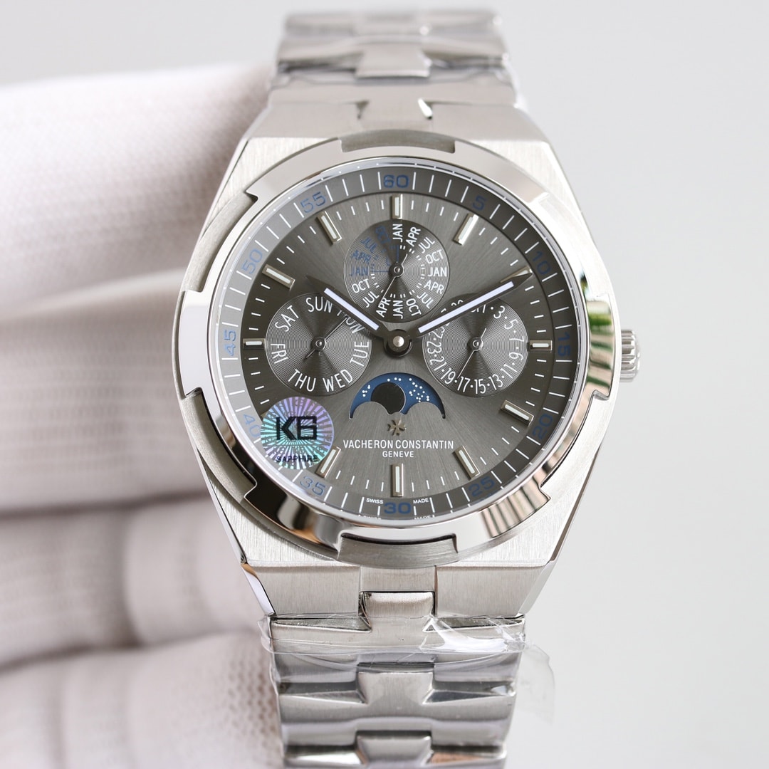 Fake Vacheron Constantin Replica Watch Overseas perpetual calendar ultra-thin Boutique Exclusive 41.5 MM WHITE GOLD 4300V/220G-B945(1:1 replica)