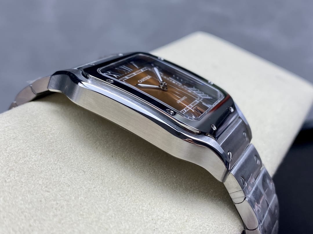 Fake Cartier Watch Santos de Cartier Large Steel Brown Dial WSSA0064-TW(1:1 replica)