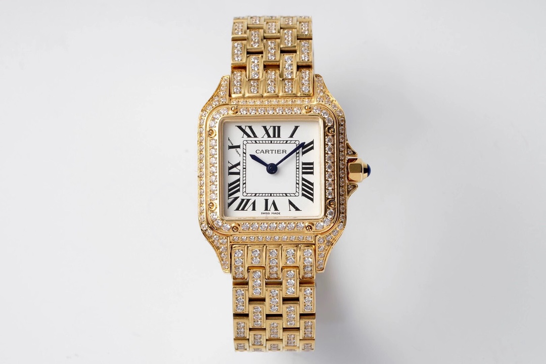 Cartier Cheetah Full of Diamonds Ladies 37MM-Golden(1:1 replica)