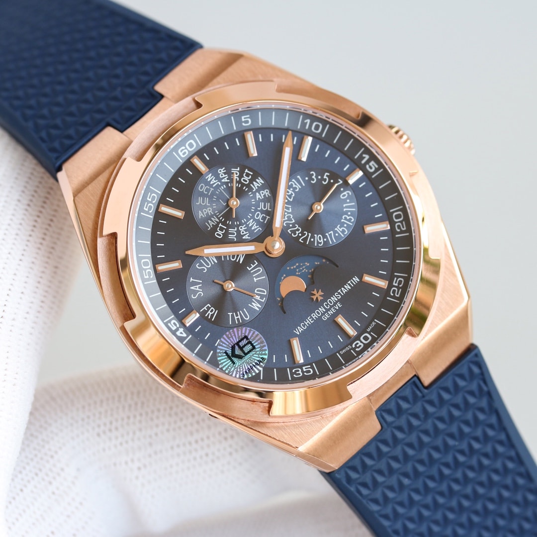 Fake Vacheron Constantin Replica Watches Overseas perpetual calendar ultra-thin Boutique Exclusive 41.5 MM PINK GOLD 4300V/220R-B509(1:1 replica)