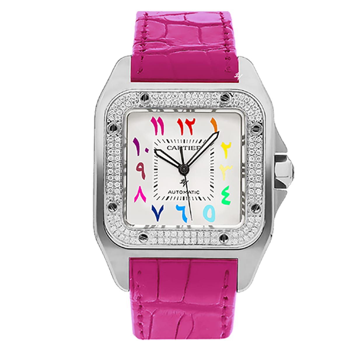 Fake Cartier Replica Watch Santos 100 Anniversary Rainbow Limited Edition Black Custom(1:1 replica)