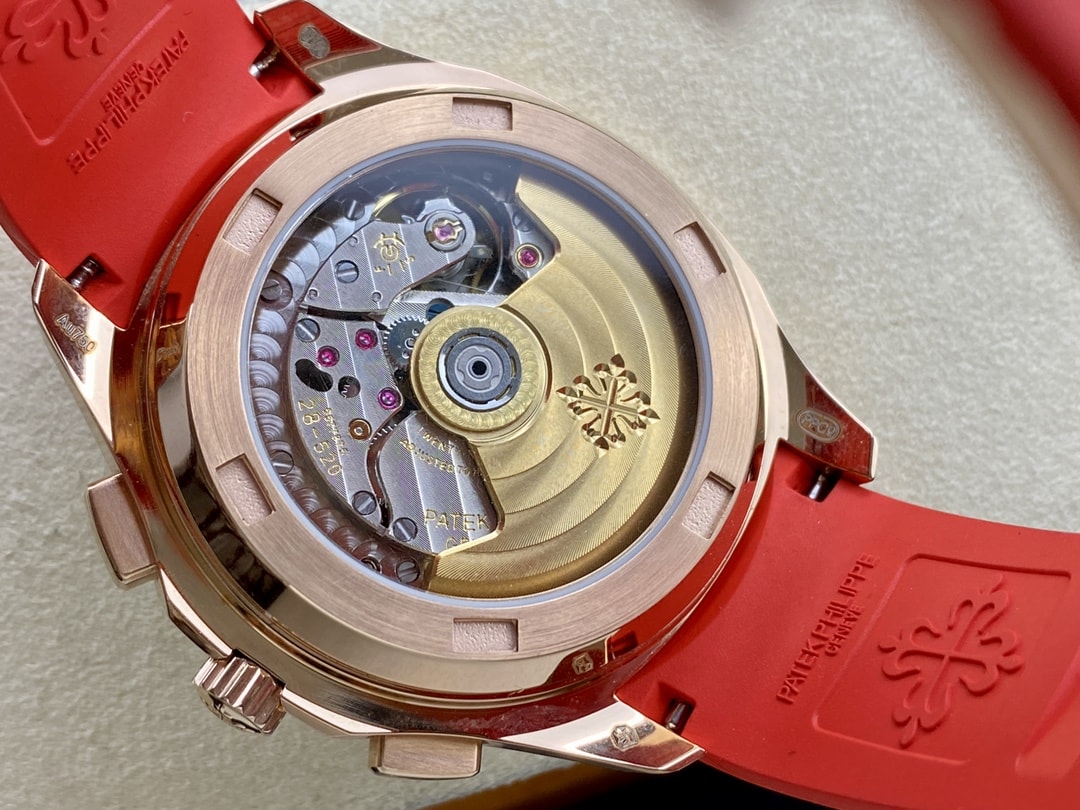 Fake Patek Philippe Replica Watch Aquanaut Luce Rainbow Chronograph Rose Gold Diamond/Gems Mother of Pearl Sapphire 7968/300R-001(1:1 replica)