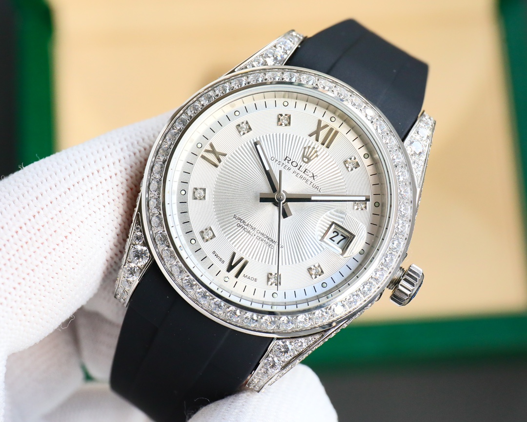 Rolex Logbook Full Luxury-Roman Diamond Dial-18k Nano-Technology 41MM-White(1:1 replica)