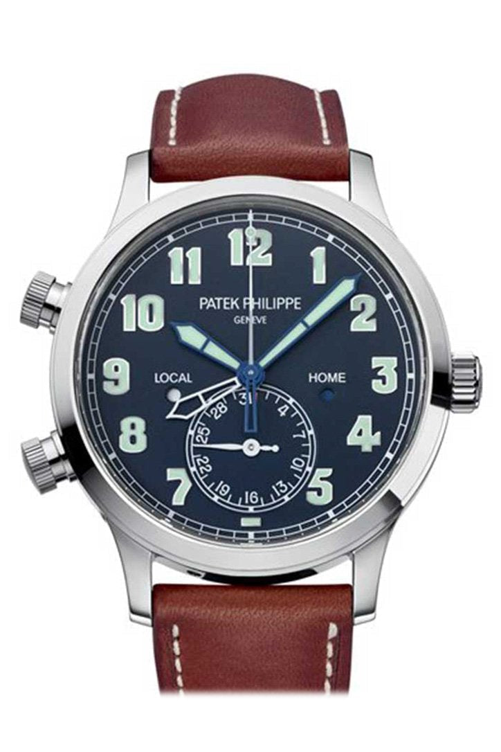 Patek Philippe Complications Calatrava Pilot Travel Time Blue Dial Mens Watch 5524G-001(1:1 replica)