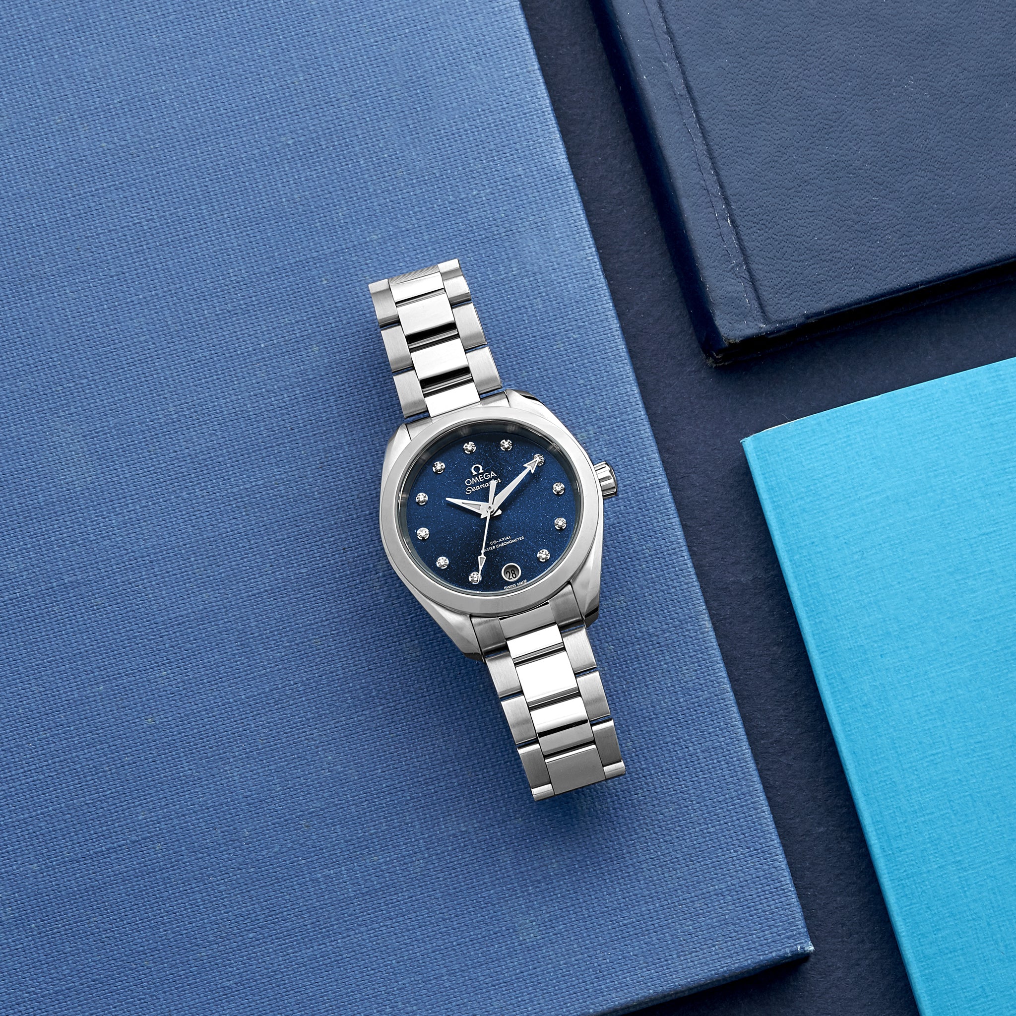 Seamaster Aqua Terra 150M Co-Axial Master Chronometer 34mm Blue Dial With Diamonds(1:1 replica)
