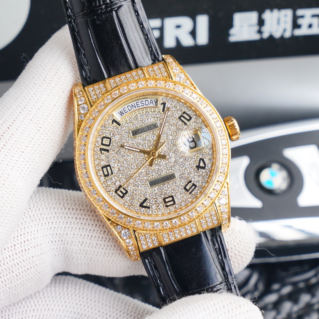 Rolex new full-diamond logotype - full diamonds with classic lettering - official size 36mm(1:1 replica)