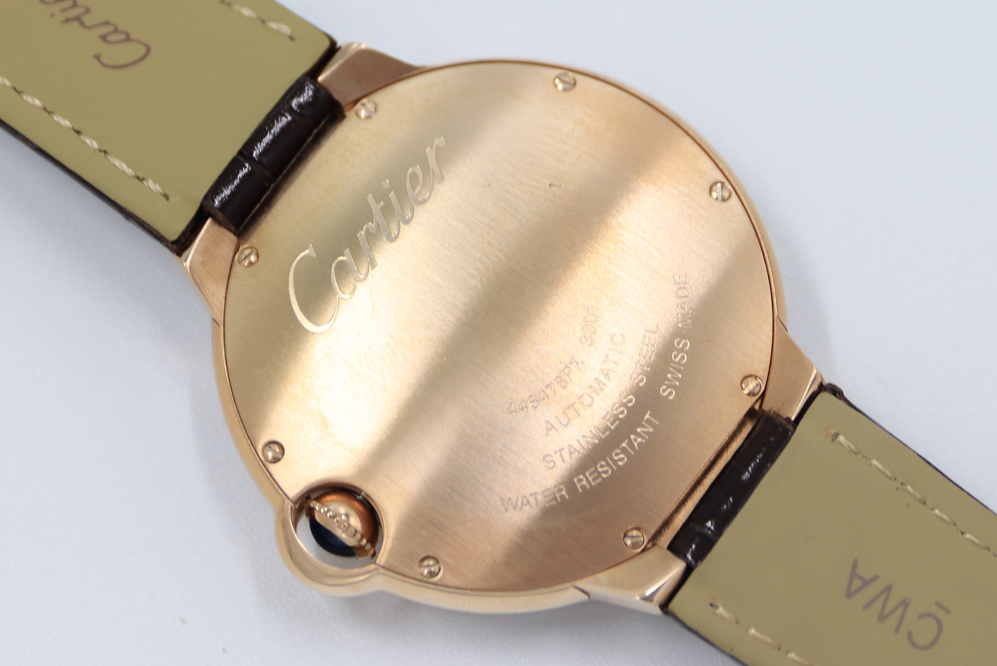 Cartier Blue Balloon Square Diamonds Full Sky Watch-Roman Numerals-Rose Gold-Leather-42mm(1:1 replica)