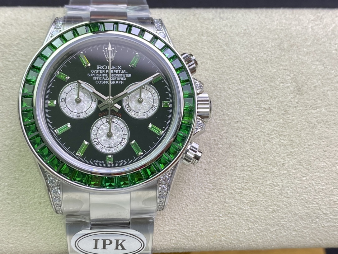 Rolex Daytona-Modified full green diamond-white gold color(1:1 replica)