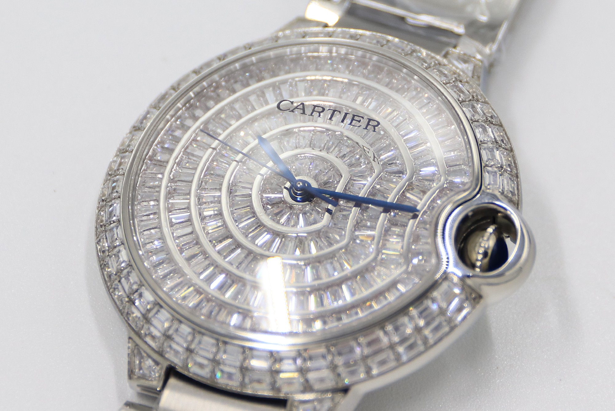 Cartier Blue Balloon Square Diamonds Full Sky Watch-White-Steel Strap-42mm(1:1 replica)