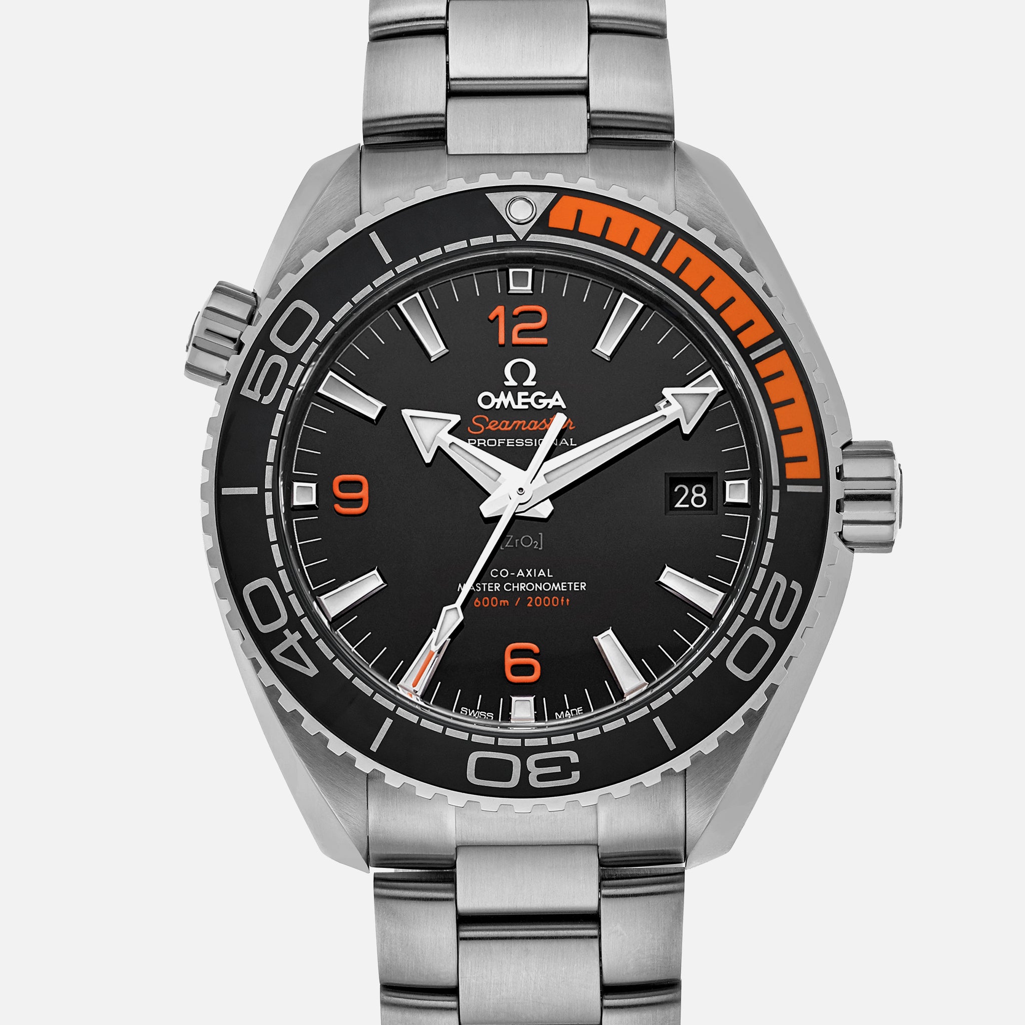 Seamaster Planet Ocean 600M Co-Axial Master Chronometer 43.5mm Black Dial With Orange Accents On Bracelet(1:1 replica)