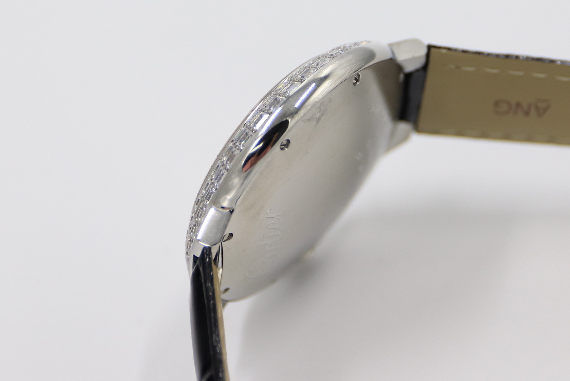 Cartier Blue Balloon Square Diamonds Full Sky Watch-White-Leather-42mm(1:1 replica)