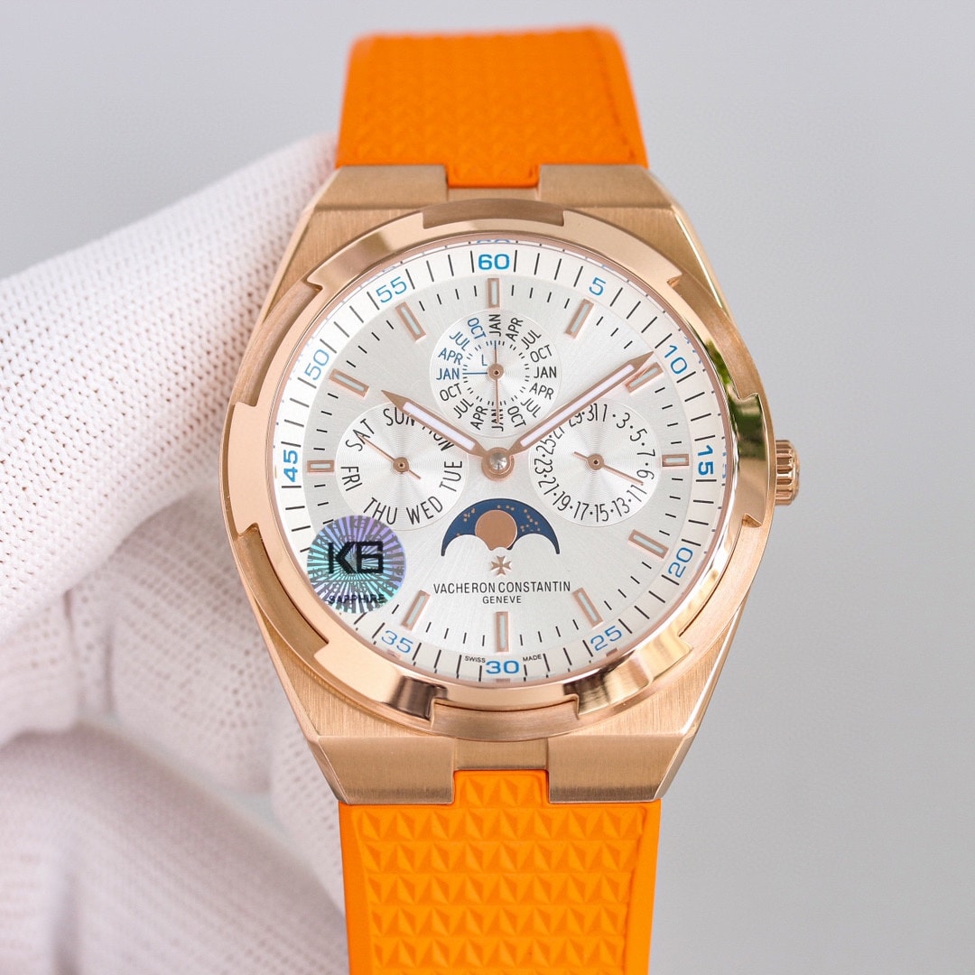 Fake Vacheron Constantin Replica Watches Overseas perpetual calendar ultra-thin 41.5 MM PINK GOLD 4300V/220R-B064(1:1 replica)