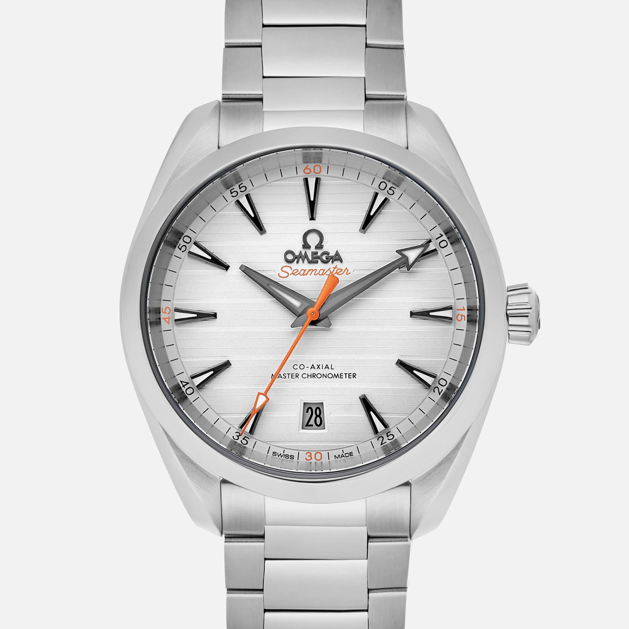 Seamaster Aqua Terra 150M Co-Axial Master Chronometer 41mm White Dial With Orange Accents On Bracelet(1:1 replica)