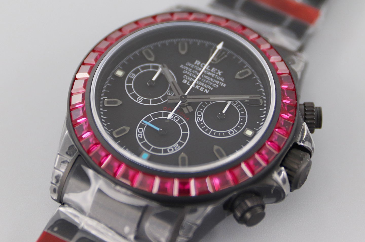 Rolex Daytona Ice Blue Di-Ruby Diamond Conversion-Black(1:1 replica)