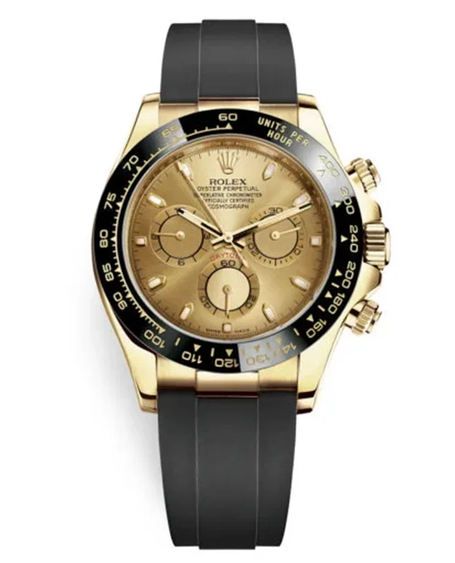 Rolex Cosmograph Daytona 116518LN Champagne Dial Oysterflex Yellow Gold Mens Watch(1:1 replica)