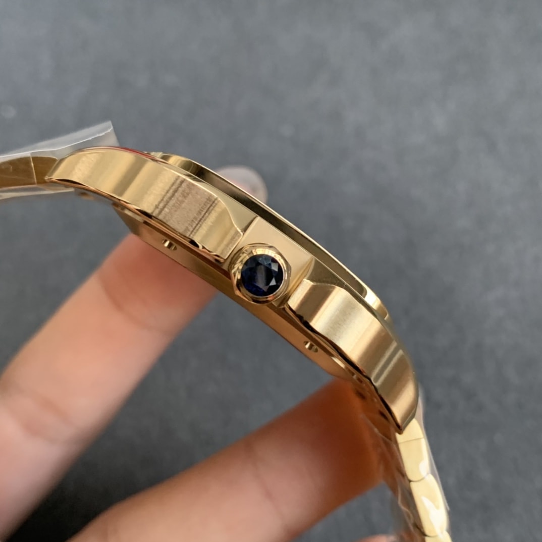 Fake cartier watch Santos large model mechanical movement Santos De Cartier Large Yellow Gold WGSA0029 GF(1:1 replica)
