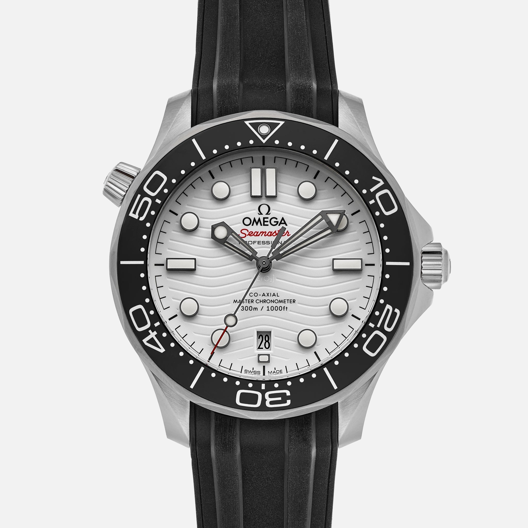 Seamaster Diver 300M Co-Axial Master Chronometer 42mm White Dial On Rubber Strap(1:1 replica)